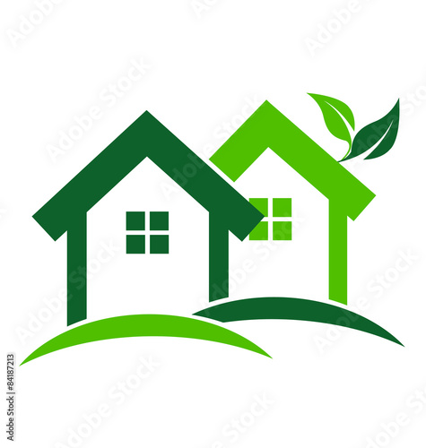 Modern green houses real estate logo