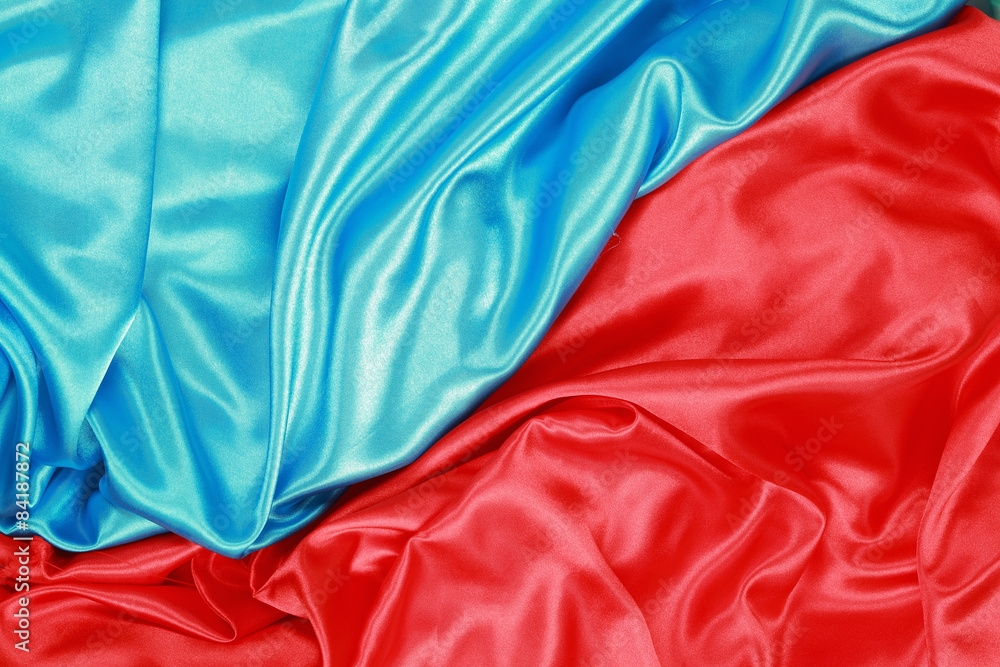 Blue and red Silk cloth of abstract background