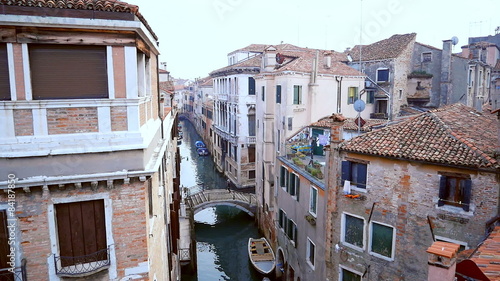 Venice overview of Canals and buildings aerial shot