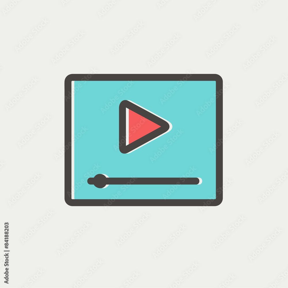 Play button with fast forward thin line icon Play button with fast forward thin line icon
