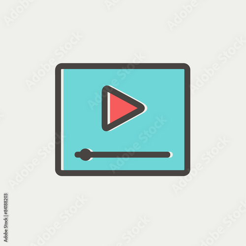 Play button with fast forward thin line icon