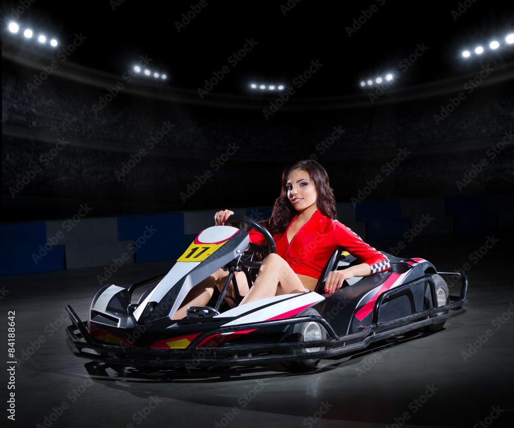 Young girl karting racer