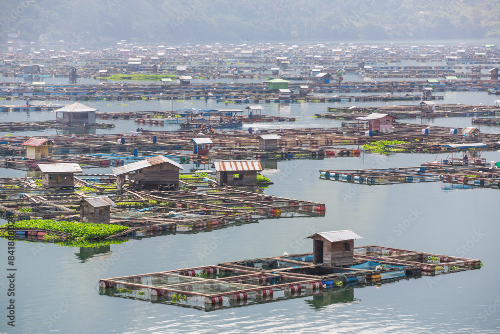 Obraz premium Traditional fish cages on the lake Toba, North Sumatra, Indonesi