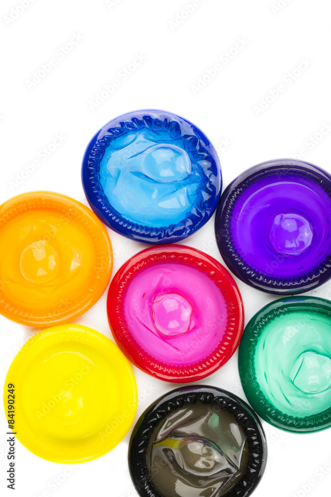 colorful condom from topview