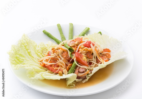 Thai papaya salad also known as Som Tum from Thailand