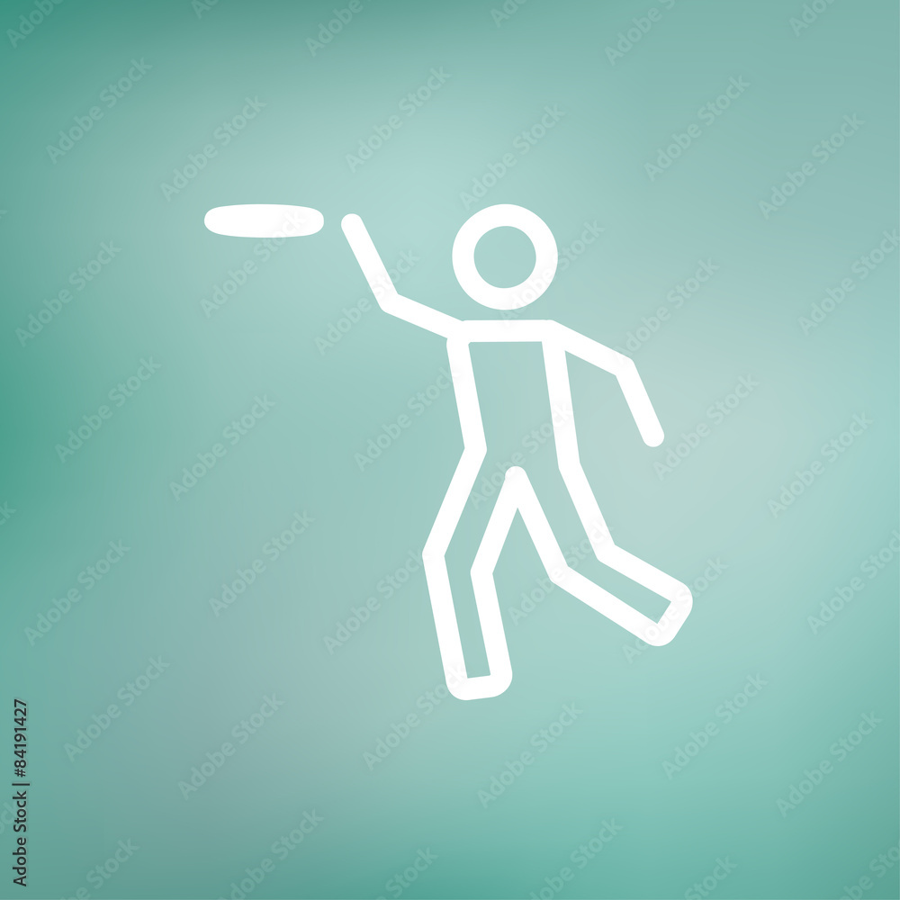 Man catching a flying disc thin line icon Man catching a flying disc thin line icon