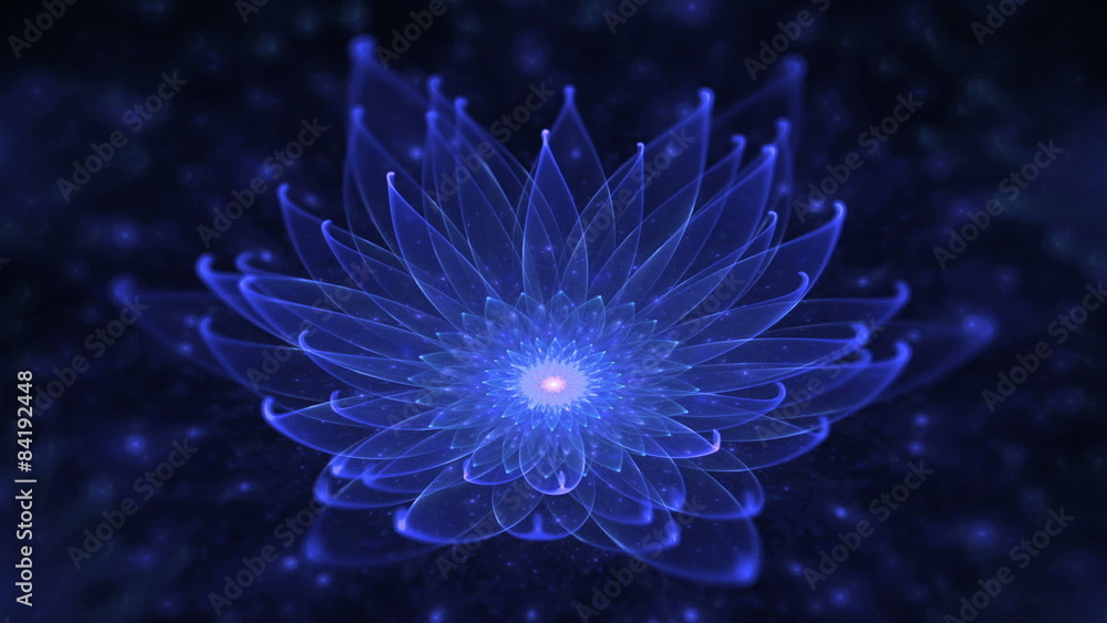 Glowing blue lotus, water lily, enlightenment or meditation