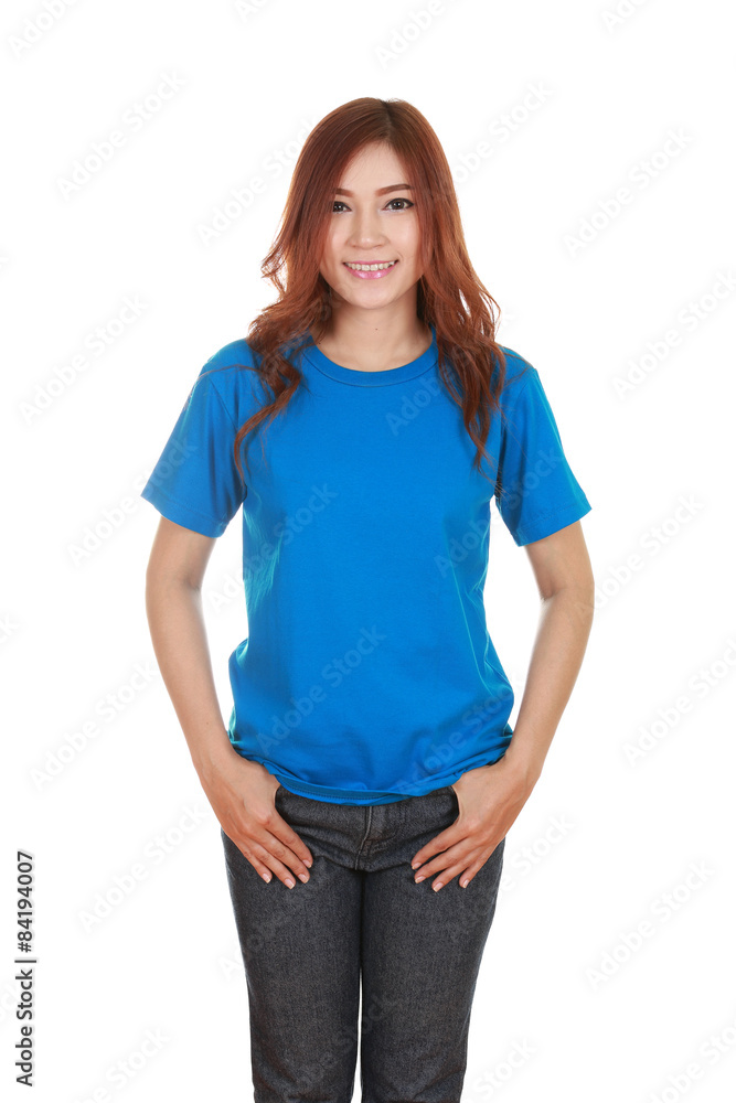 young beautiful female with blank t-shirt young beautiful female with blank t-shirt