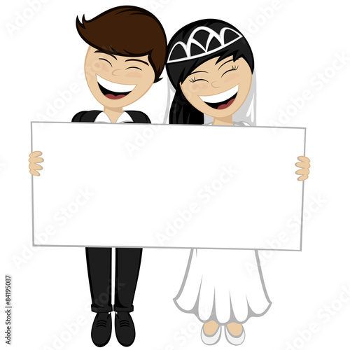 Happy newlyweds smiling