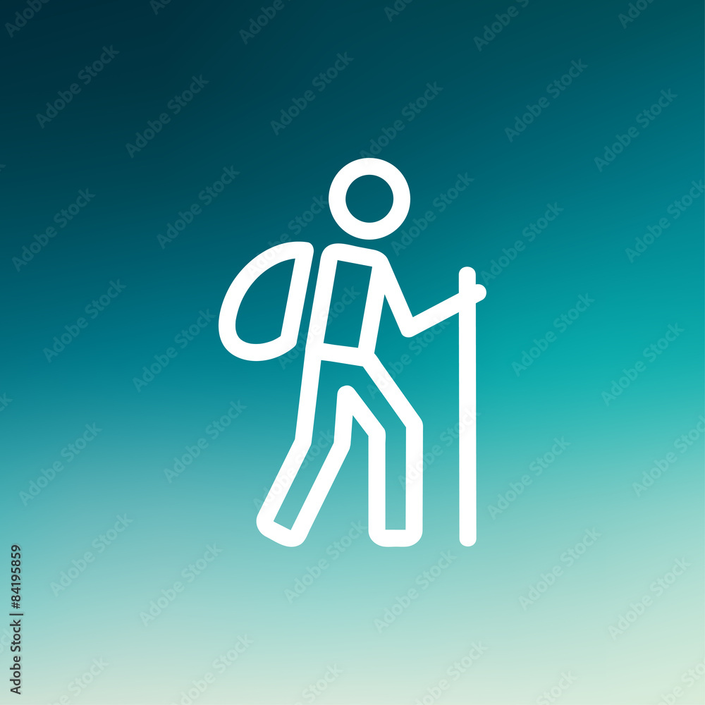 Obraz premium Hiking exercise thin line icon