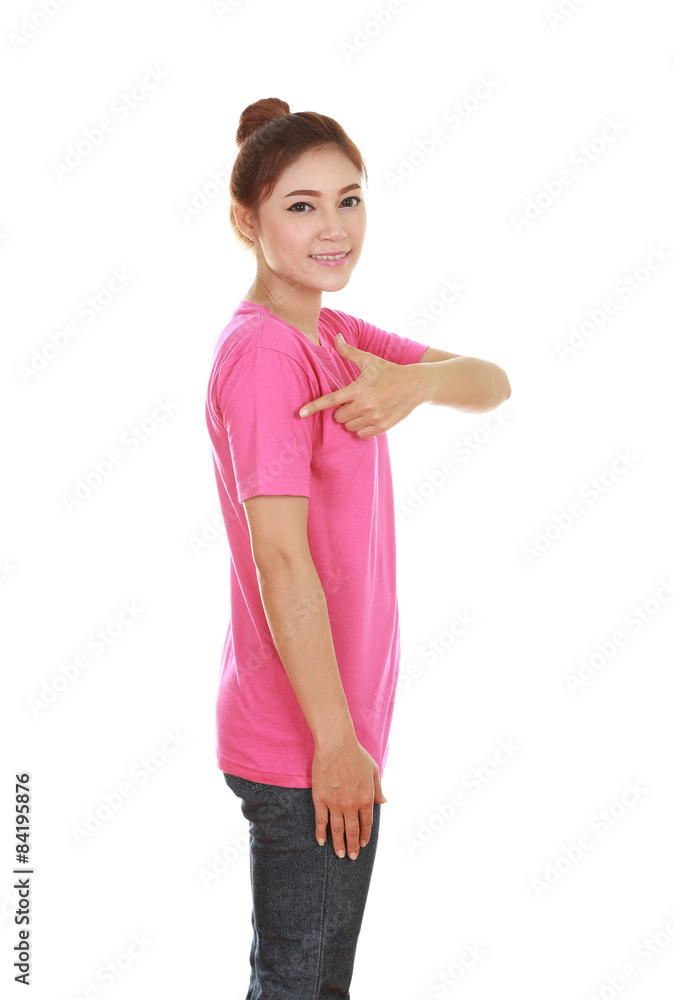 young beautiful female with t-shirt (side view) young beautiful female with t-shirt (side view)