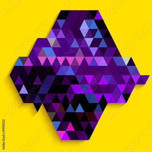 Abstract purple diamond shape on yellow background