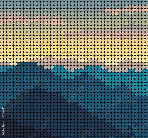 Abstract mountain view form dot pattern background