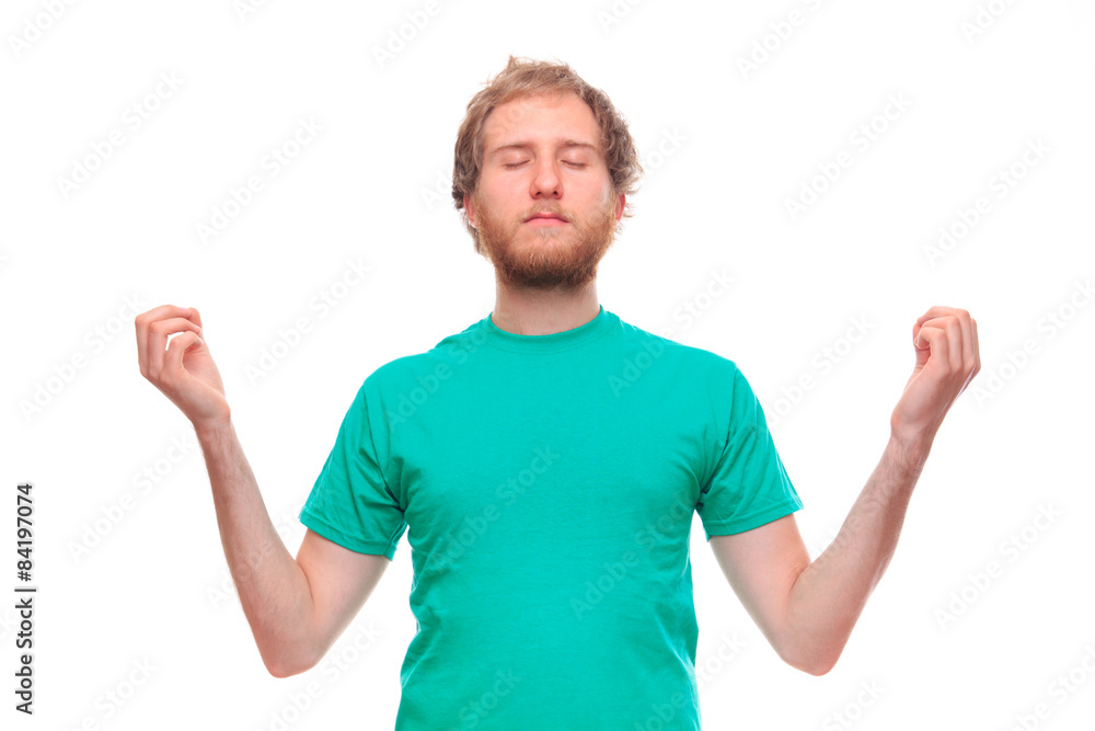 Bearded young man practicing yoga Bearded young man practicing yoga