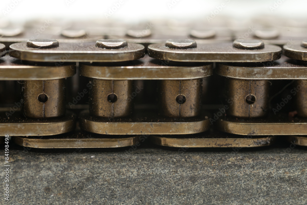 engine chain Close up steel background engine chain Close up steel background