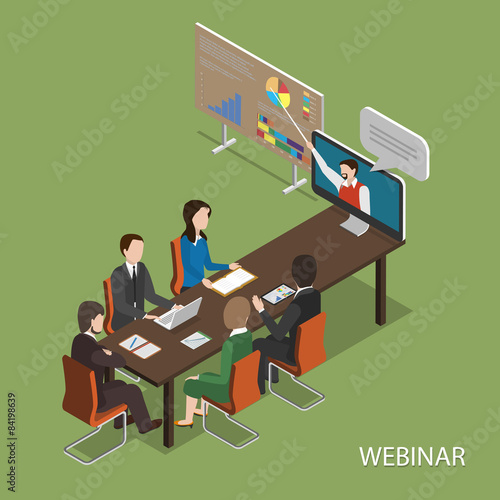 Webinar Flat Isometric Vector Concept.