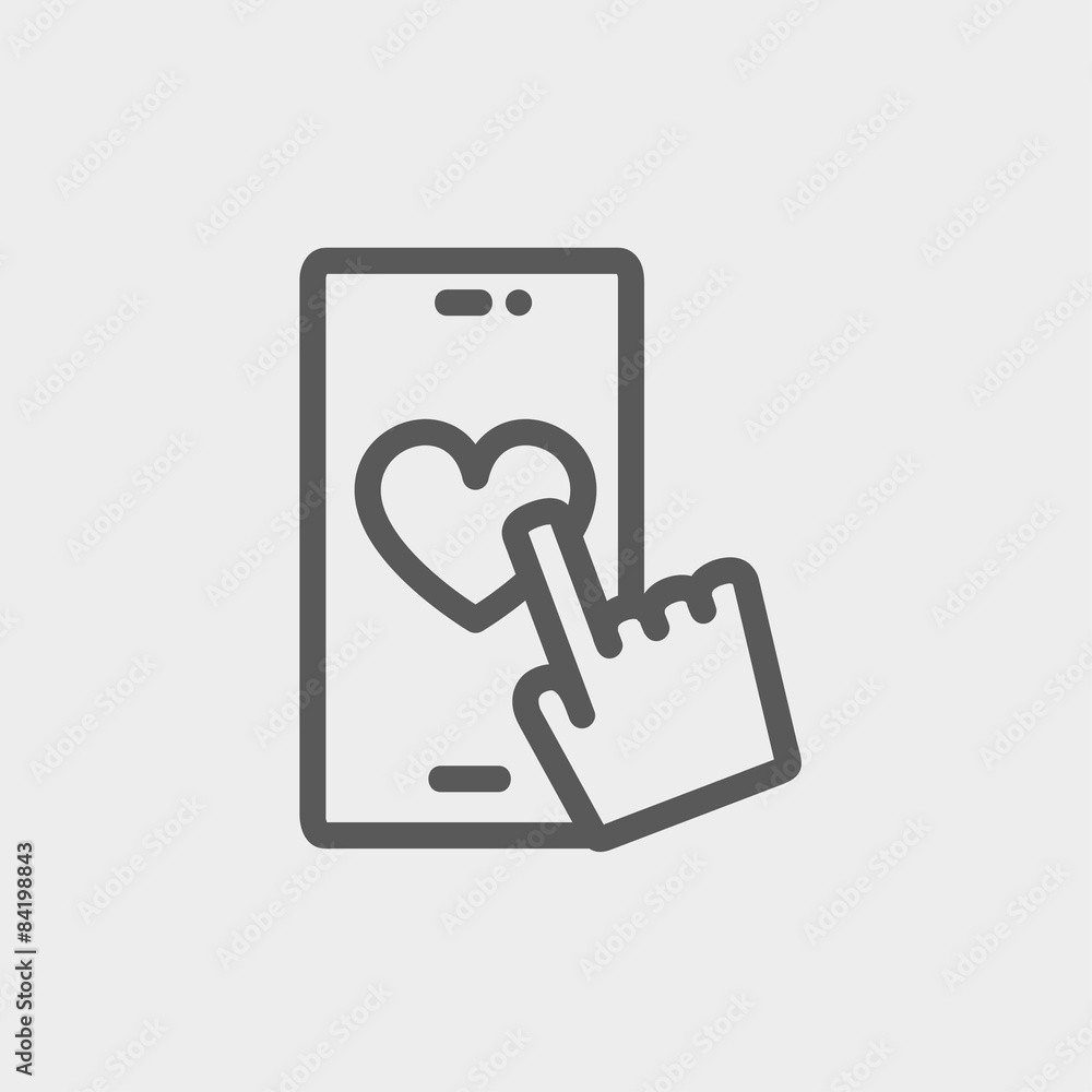 Cellphone with heart thin line icon Cellphone with heart thin line icon