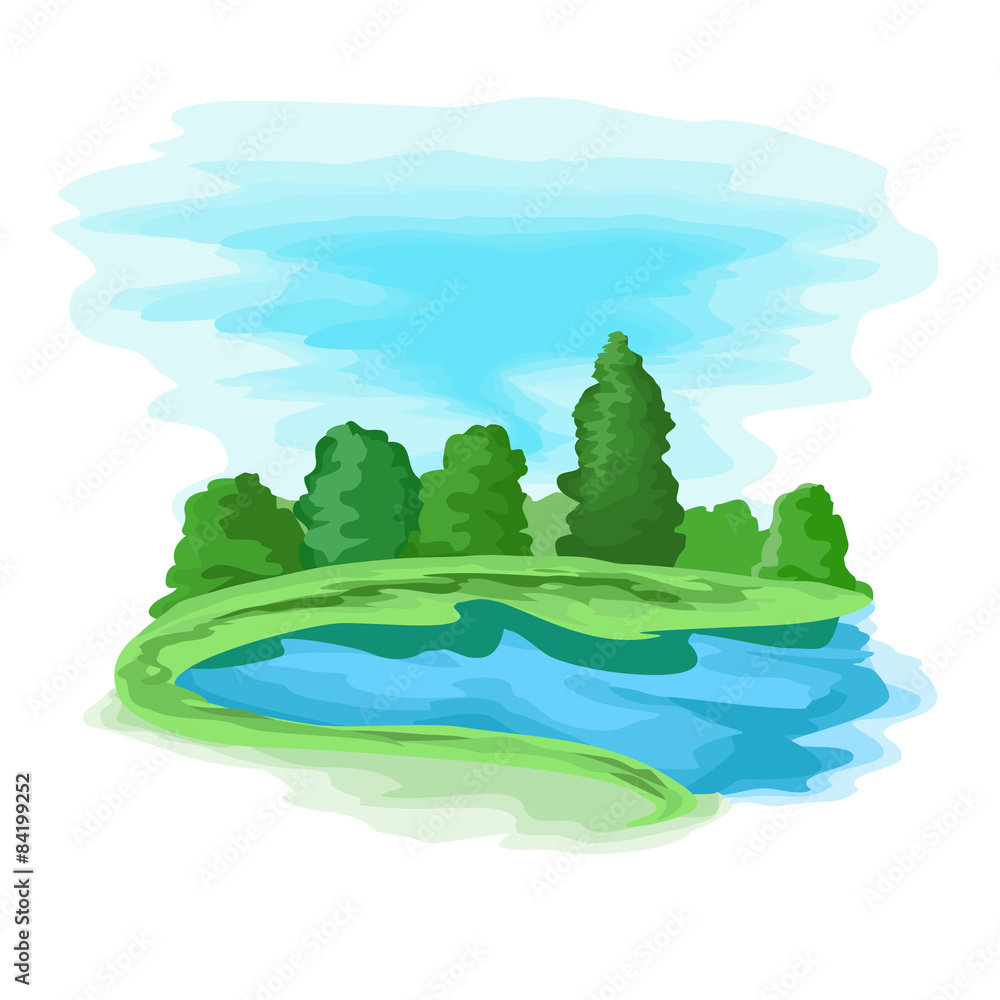 Landscape with pond Landscape with pond
