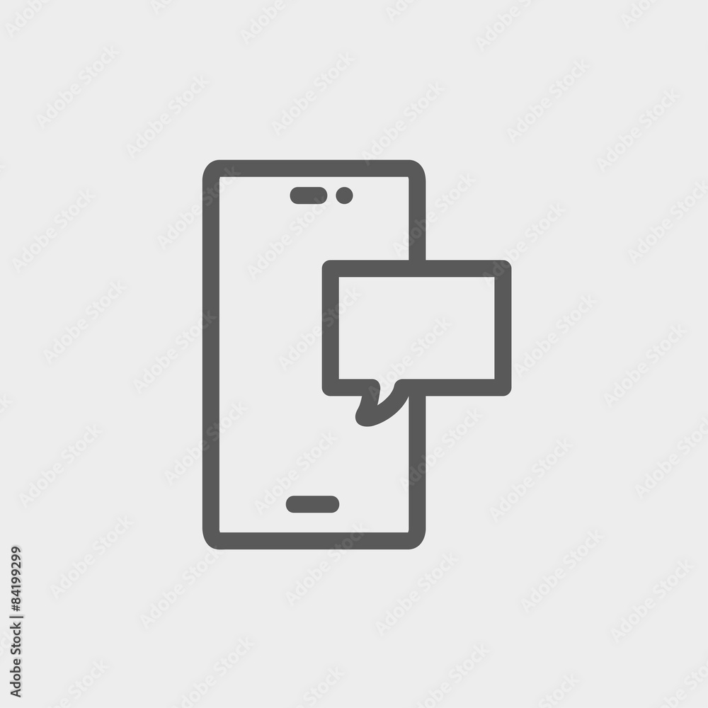 Empty speech bubble in smartphone thin line icon Empty speech bubble in smartphone thin line icon