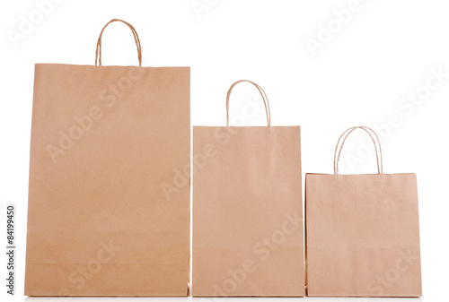 Paper shopping bags close up