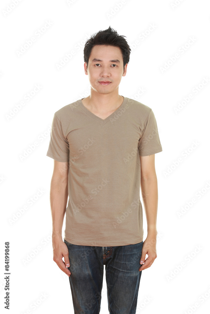 man with blank brown t-shirt man with blank brown t-shirt
