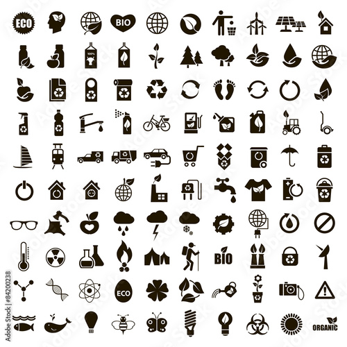 100 black ecological icons