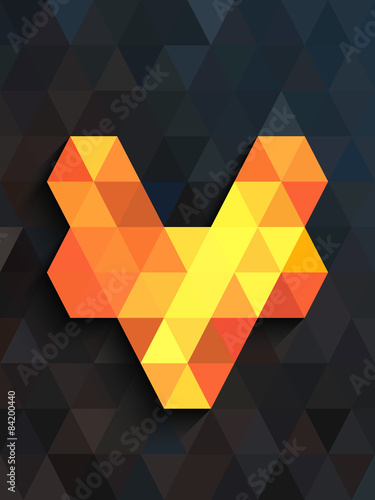 Alphabet abstract on dark blue triangles background