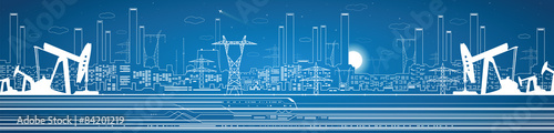 Petroleum panorama, industrial landscape, power plant