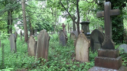 Gravestones in an old traditional English graveyard