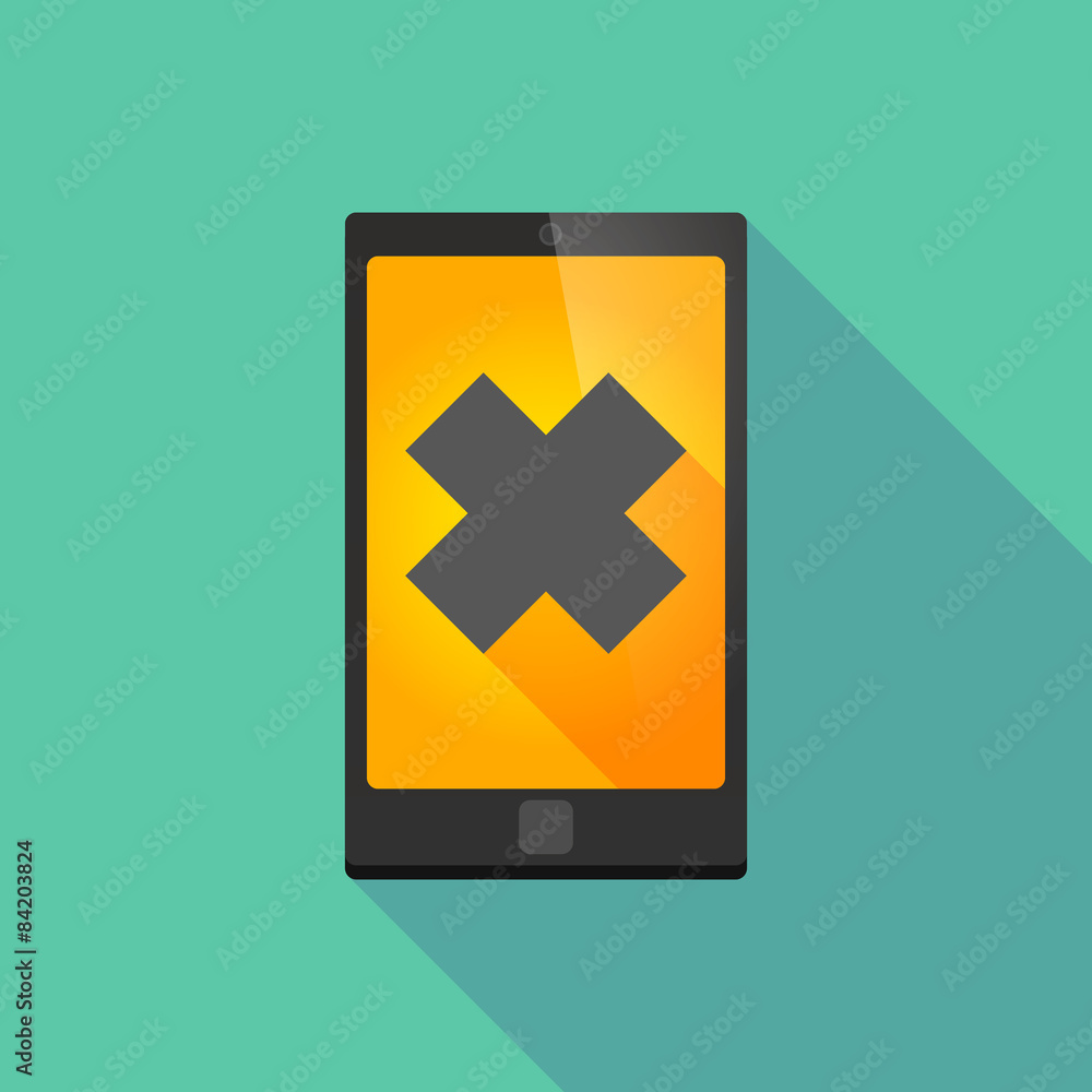 Long shadow phone icon with an irritating substance sign Long shadow phone icon with an irritating substance sign