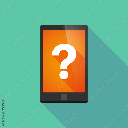 Long shadow phone icon with a question sign