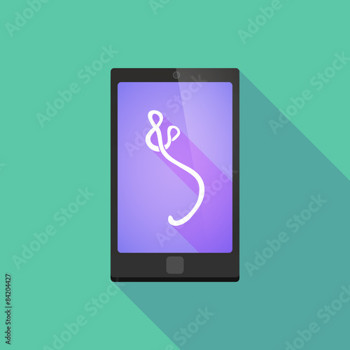 Long shadow phone icon with an ebola sign