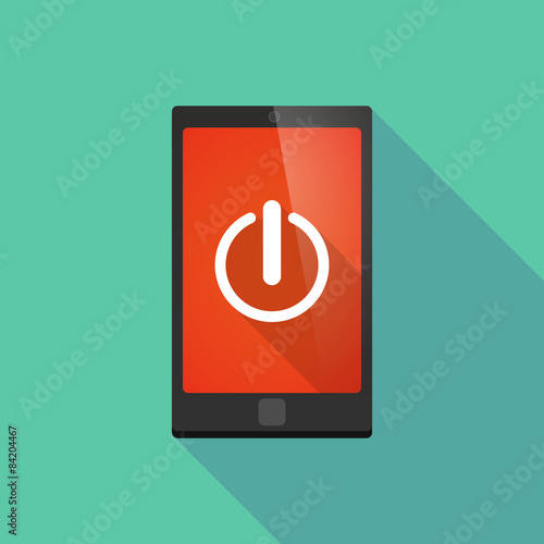 Long shadow phone icon with an off button