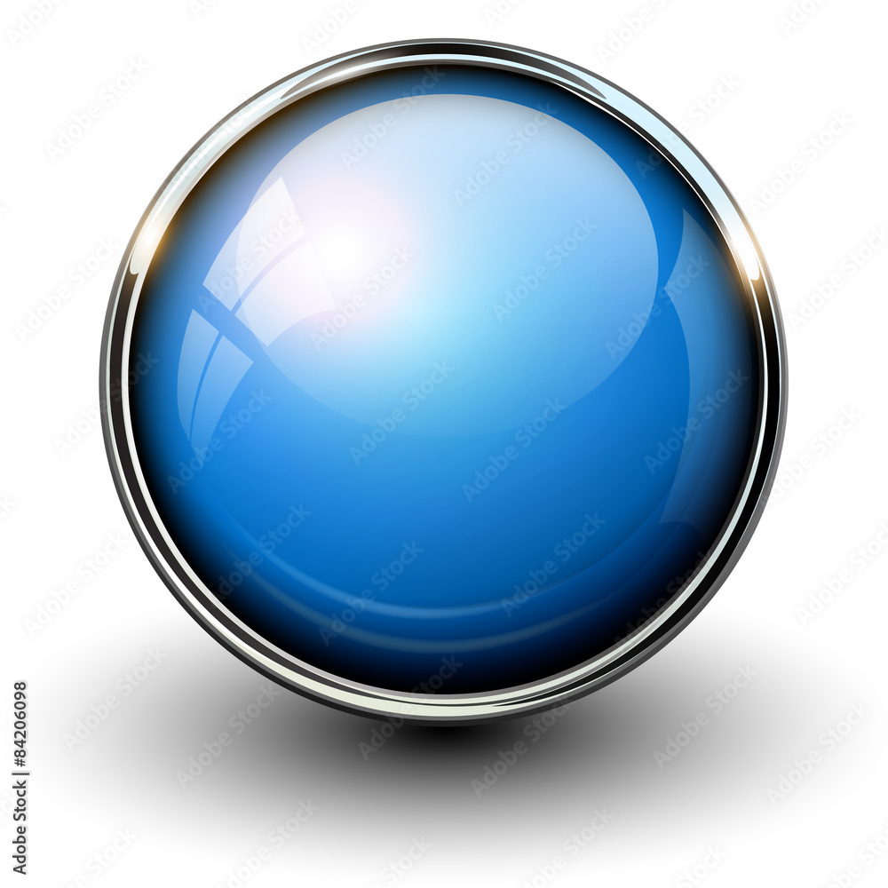 Blue shiny button with metallic elements Blue shiny button with metallic elements