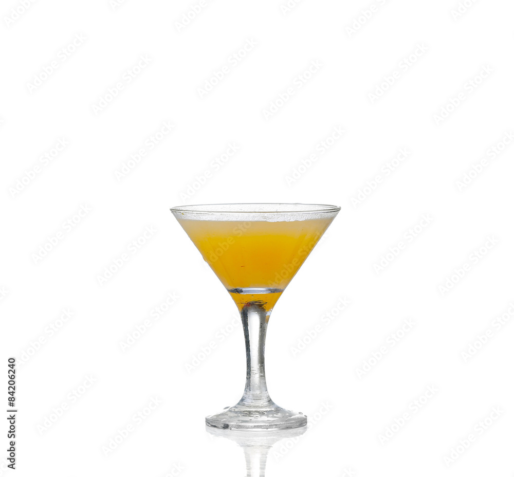 Orange juice glass isolated on white background.