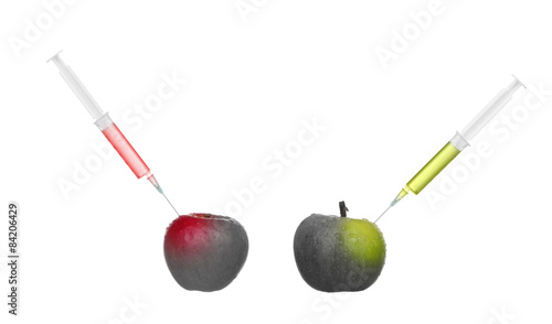 Collage apple getting color by bioengineering