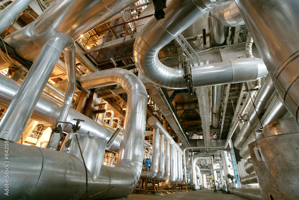 Industrial zone, Steel pipelines, valves and pumps Industrial zone, Steel pipelines, valves and pumps