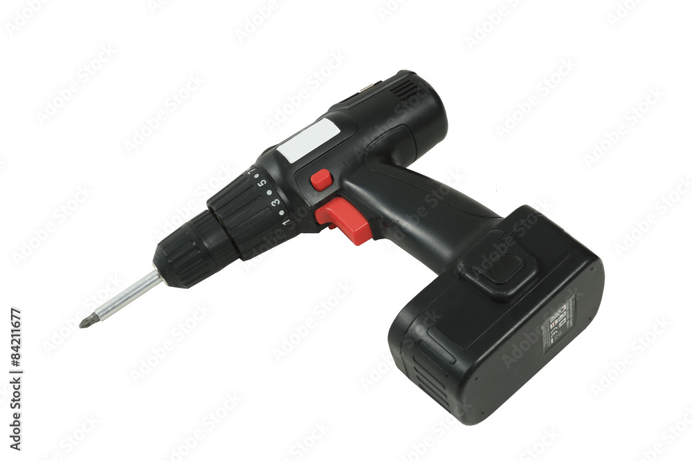 Cordless screwdriver  on white background.