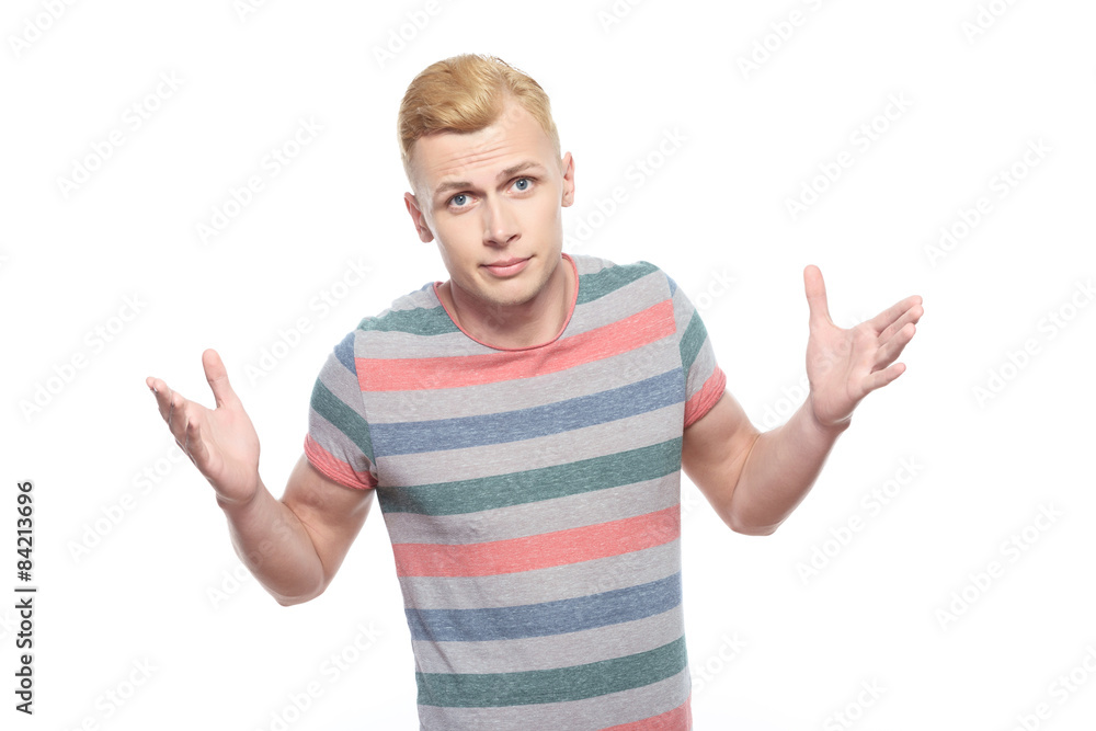 Handsome man spreading his arms Handsome man spreading his arms
