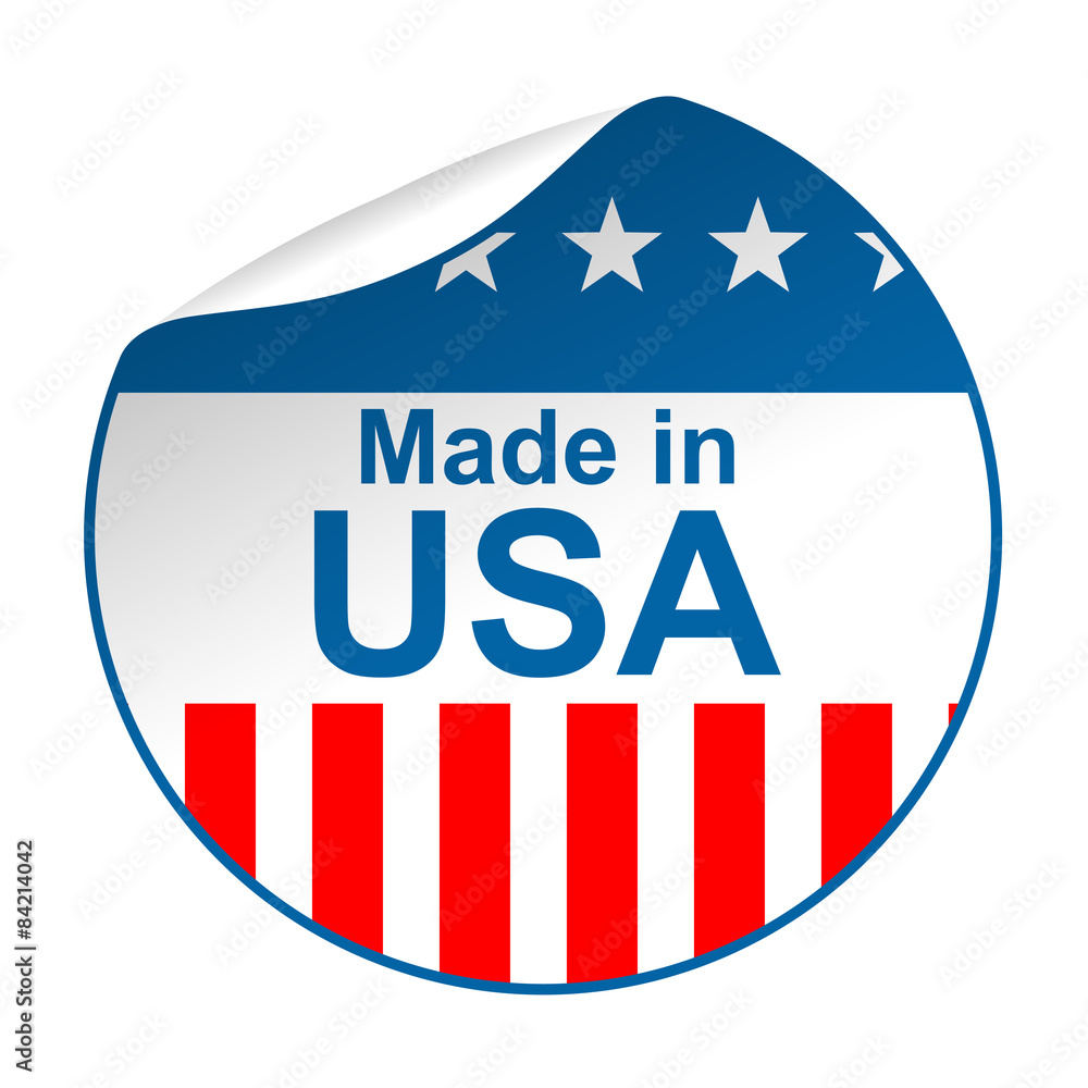 Pegatina USA con pestaña texto Made in USA Pegatina USA con pestaña texto Made in USA