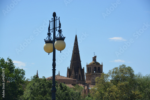 Campanario sobre los tejados en Logroño, España photo