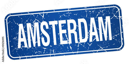 Photography Amsterdam blue stamp isolated on white background