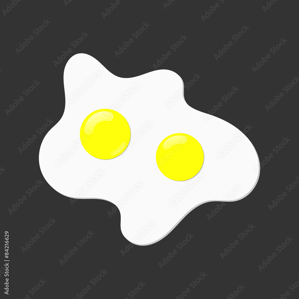 Scrambled eggs, two on a black background. Vector illustration. Scrambled eggs, two on a black background. Vector illustration.