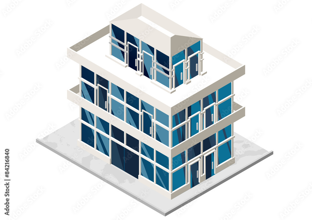 Vector illustration of 3d building, isometric view. Vector illustration of 3d building, isometric view.
