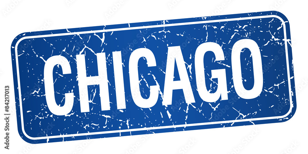 Chicago blue stamp isolated on white background