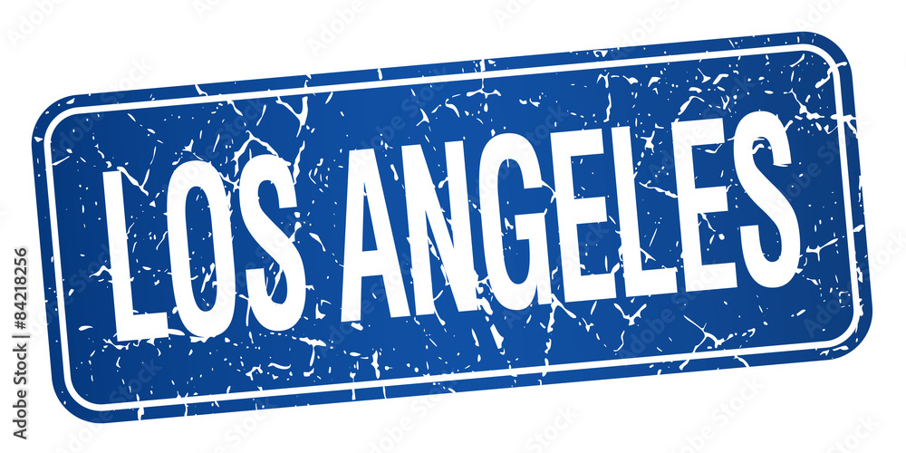 Los Angeles blue stamp isolated on white background