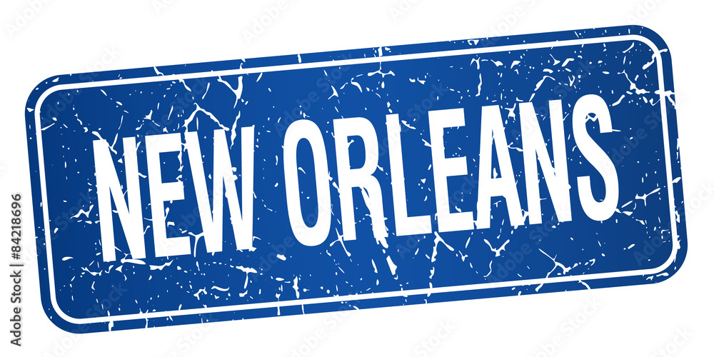 New Orleans blue stamp isolated on white background