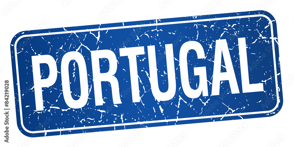 Portugal blue stamp isolated on white background