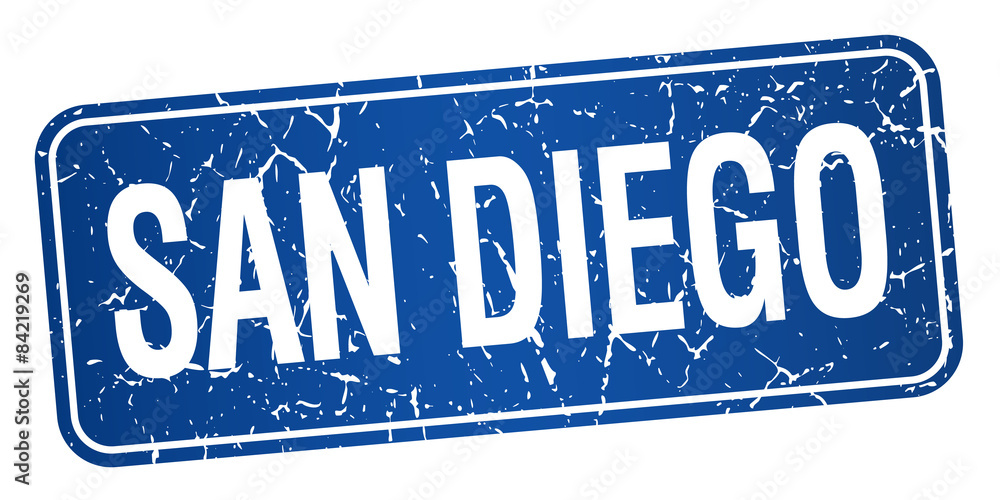 San Diego blue stamp isolated on white background