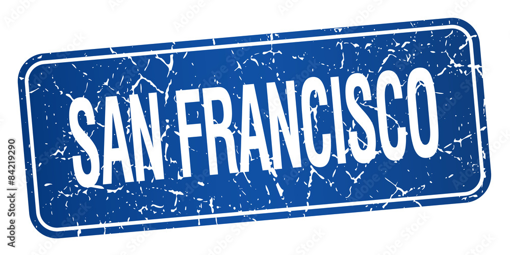 San Francisco blue stamp isolated on white background
